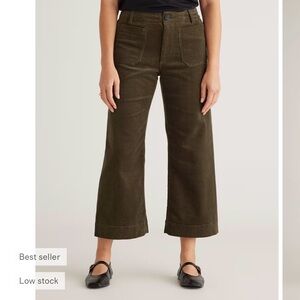 Wide Leg Corduroy Pants in Olive Green